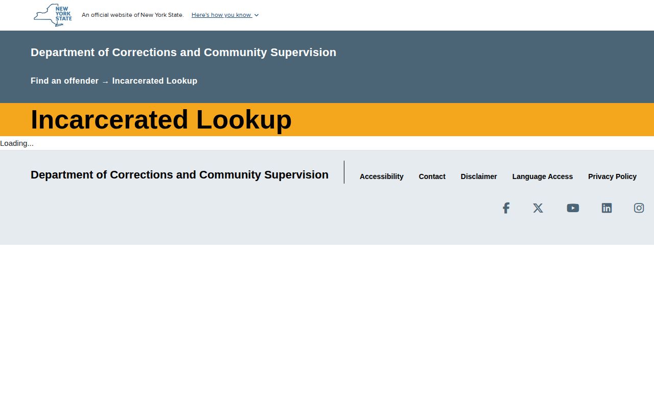 New York DOCCS offender search interface for state custody records